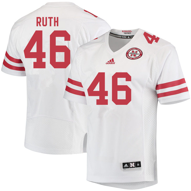 Men #46 Corbin Ruth Nebraska Cornhuskers College Football Jerseys Sale-White - Click Image to Close